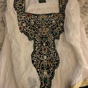 White and velvet pakistani dress